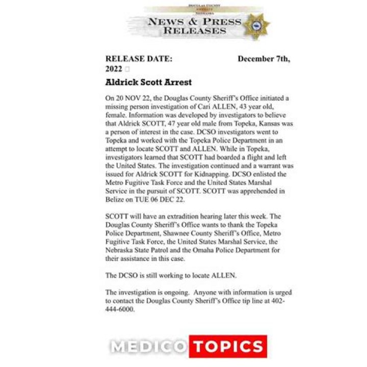 Who is Aldrick Scott? Suspect of missing women Cari Allen is arrested, explained